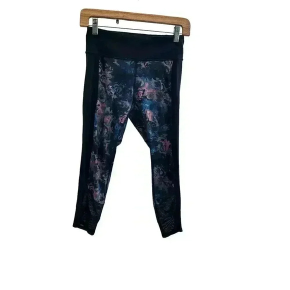 Lululemon Athletica Mesh Crop Leggings Blue/Pink Size 4 - Picture 1 of 8